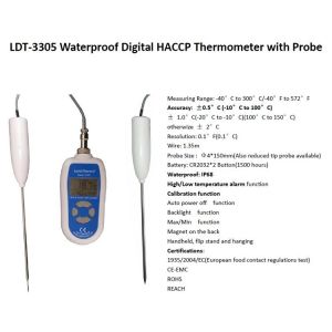 Waterproof IP68 Instant Read Digital Food Thermometer With Probe