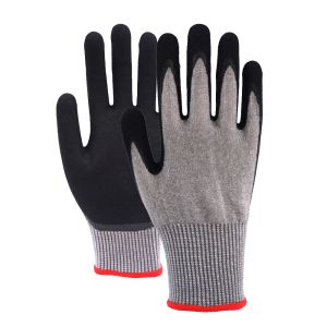 China 13 Gauge Nitrile Coated Cut Resistant Work Gloves Palm Coated Touchscreen Functionality on sale