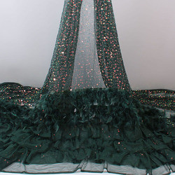 Direct Sale 3 mm Glitter Custom various Design Sequin Fabric Mesh Tulle Fabric