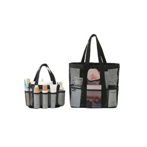 Customized Recycled Polyester Mesh Beach Tote Bag With Digital Printing