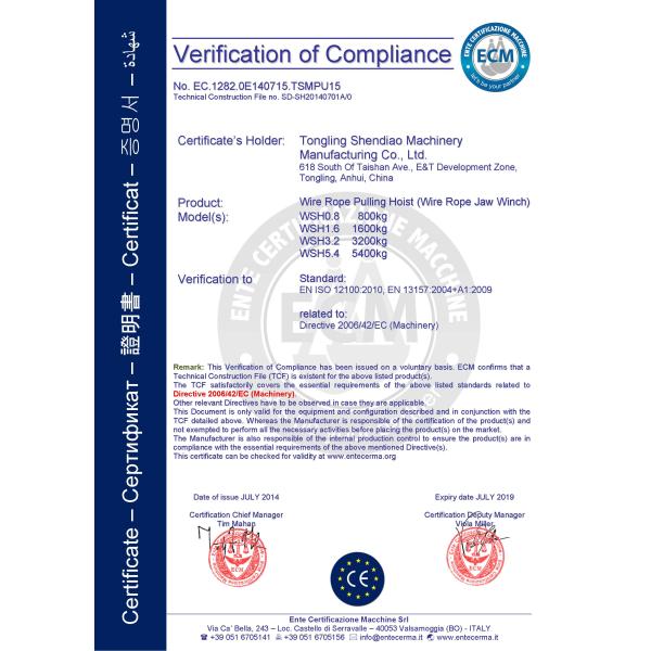 0.8 ton wire rope winch CE