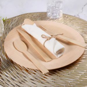 Compostable Biodegradable Travel Reusable Wooden Cutlery Sets Bulk Spoon Knife