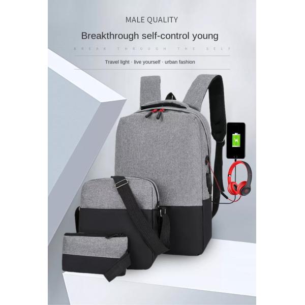 BSCI 3 In 1 Set Backpack Laptop Anti Theft Business Backpack With USB Charger Port