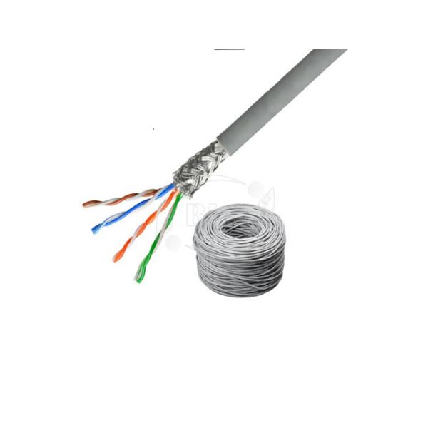 SFTP Cat5e Lan Cable 4 Pairs Pure Copper STP Solid 24AWG With Al- Foil 350MHZ