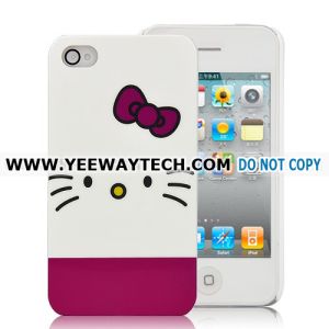 Wholesale Hello Kitty With Bowknot Plastic Hard Case For iPhone 4 (Verizon,AT&amp;T,iPhone 4S) - Magenta / White from china suppliers