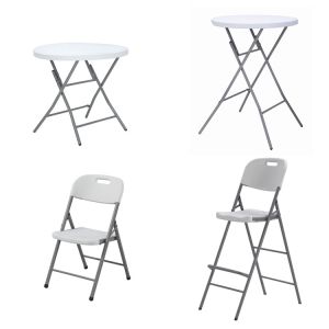 Mail Packing Portable Round Plastic Metal Folding Dining Table for Modern Design