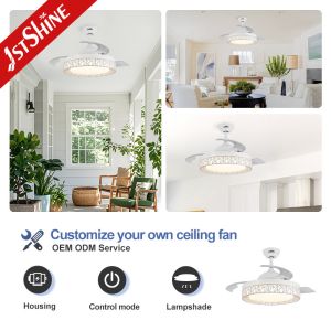 Home Decorative Ceiling Fan with Retractable Blades and Remote Control 42" Blade