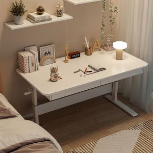 Commercial Furniture White Wooden Standing Computer Desk with Manual Height