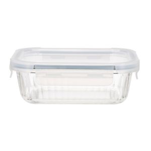 Striped High Borosilicate Glass Food Container with PP Lid