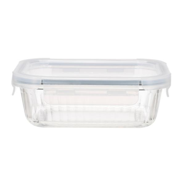 Striped High Borosilicate Glass Food Container with PP Lid