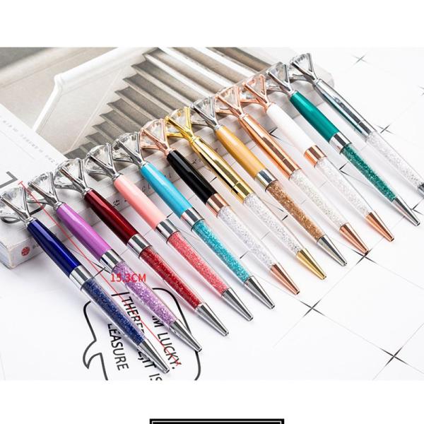 2.5g Ink Color Red Big Top Diamond Pen Multi Color Diamond Crystal Ballpoint Ball Pen For Wedding Gift