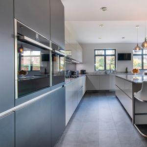 Light Gray And Matte Black Lacquer Kitchen Cabinet Islands Cabinetry Environment