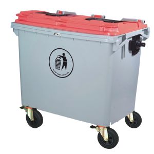 Plastic Garbage Can Waste Dustbin with Wheels Large Size 660L 1100L Bulk HDPE (