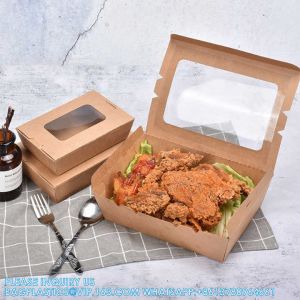 Custom Printed Take Away Food Packaging Kraft Paper Lunch Box Paper Pizza Box