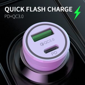 36w Dual Port Car Charger PD 20w USB C QC3.0 5V 4.8A