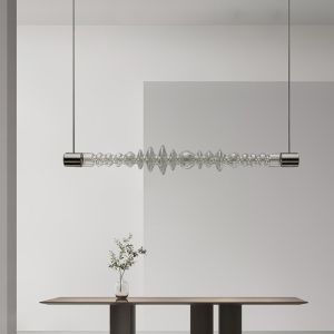 China Postmodern minimalist restaurant lamp nordic long glass office exhibition hall chandelier on sale