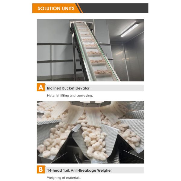 Food Grade Automatic Vacuum Frozen Food Pouch Packing Machine Shrimp Squid Rings Bag Multihead Weigher Filling Packing Machine