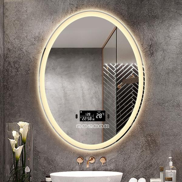 Quality Customized Touch Sensor Bathroom Mirror Wall Mounted Oval Backlit Bathroom Mirror 4000K 5000K for sale