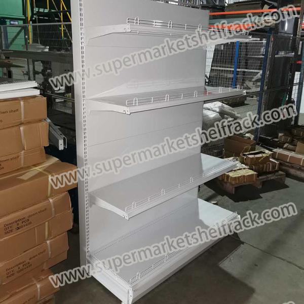 Convenience Store Tidy Gondola Supermarket White Shelving Racks