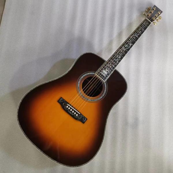 Custom MT Dreadnought D Body Sunburst Acoustic Guitar Wood Pickguard Martin D45 Guitar