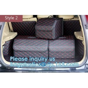 Storage Container, Waterproof Pu Leather Storage Box Car Trunk Organizer,