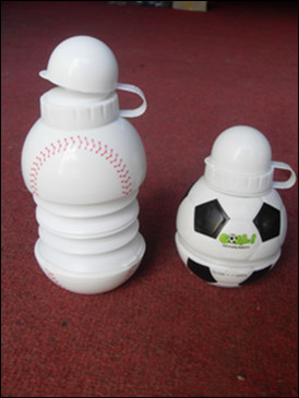 Collapsible football style water bottles for World Cup, plastic sport water