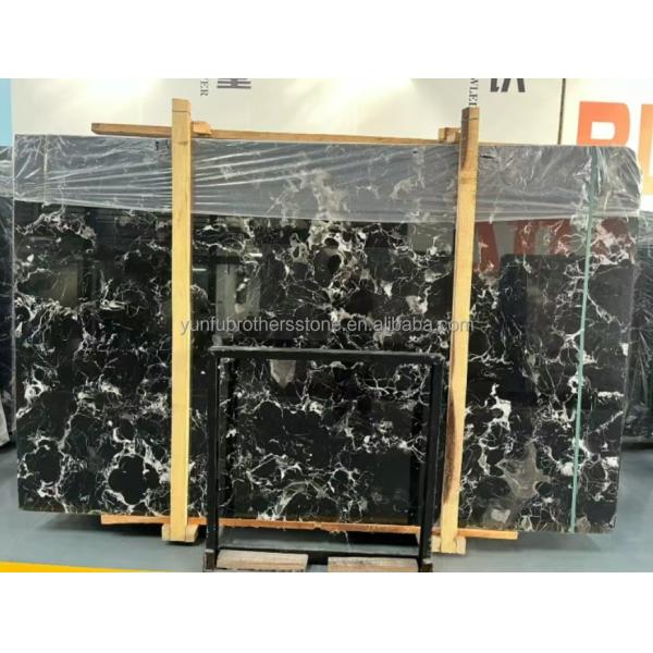 Modern Polished Black Rose Marble Big Slab Dining Table Set for Villa and Hotel Design
