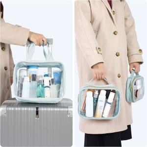 Wholesale 3 Pack Clear Makeup Bags With Handle Large Opening Waterproof Clear Cosmetic Bags from china suppliers