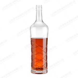 500ml 700ml 750ml Round Engraved Glass Bottle with Screw Cap for Vodka Gin