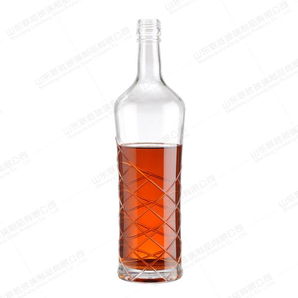 500ml 700ml 750ml Round Engraved Glass Bottle with Screw Cap for Vodka Gin