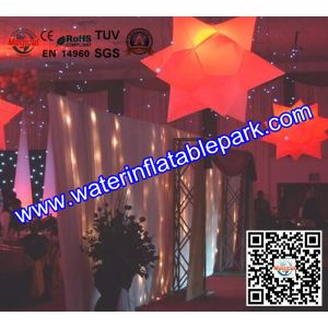 LED Hanging Inflatable Star For Windows Decoration , Ripstop Fabric Inflatable