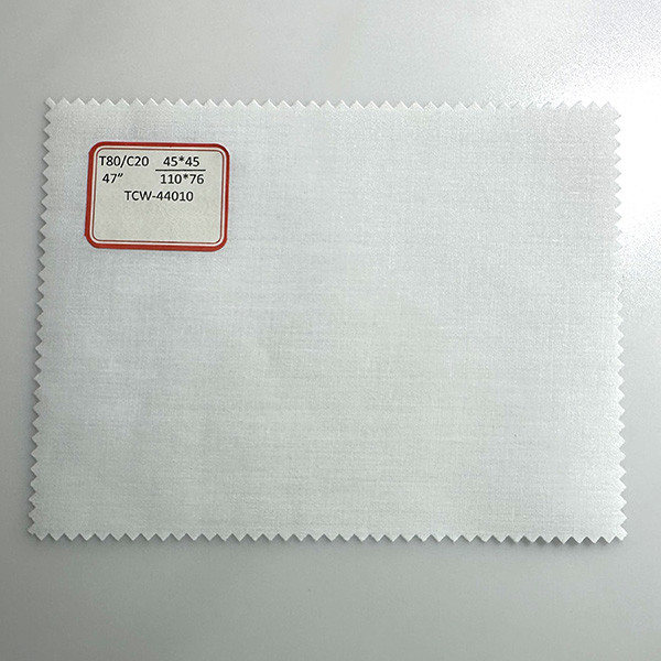 110*76 TC Poplin Fabric Rolled Polyester Cotton Bleached Fabric 45 Count