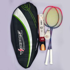 Graphite Badminton Racket Set D7 With 1 Dozen Hybrid Shuttlecock