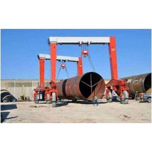 Mobile Straddle Transporter To Lift And Store Wind Tower Sections With Spreader