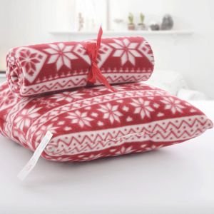 Machine Washable Fleece Blanket And Pillow Polar Breathable Christmas Soft