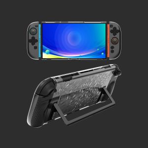 Luxury Diamond Pattern Design Split TPU Joy-Con Transparent PC Middle Frame