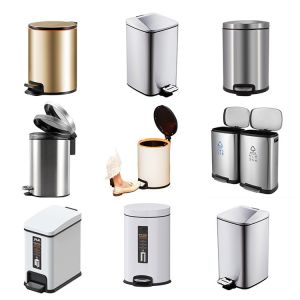 13 Gallon Embedded Round Step Custom Metal Compressible Stainless Steel Trash Can With Foot Pedal