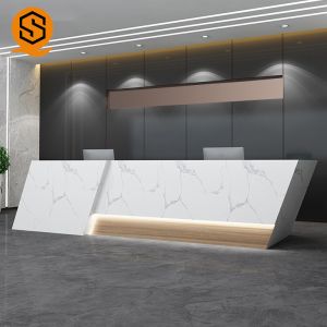 Joint Invisible LED Reception Desk Seamless Splicing Marble Artificial Stone