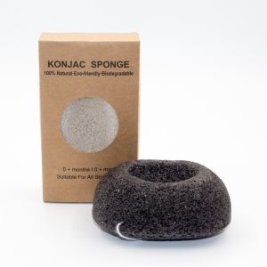 China Anti Bacterial Charcoal Konjac Sponge Face Exfoliating Donut Bath Sponge on sale