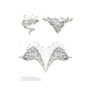 Customized Hotel Lobby Handmade Artistic Flying Feather Glass Pendant Lamp