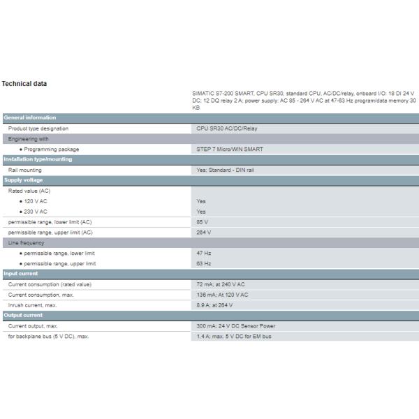 6ES7288-1SR30-0AA1 Original Germany S7-200 SMART CPU SR30 SMART STANDARD SMART PLC CPU