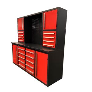 Industrial Workbench Tool Storage Cabinet with Drawers and Pegboard Customized
