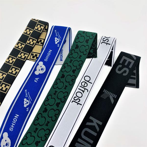 Custom Fashion Label Nylon/Polyester Woven Knitted Jacquard Ribbon Soft Elastic Band For Underwear Boxer Waist band Belt