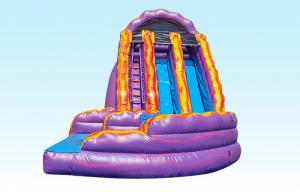 Wholesale Purple And Orange Inflatable Curvy Water Slide Double Lane 0.55MM PVC Materila Slide from china suppliers