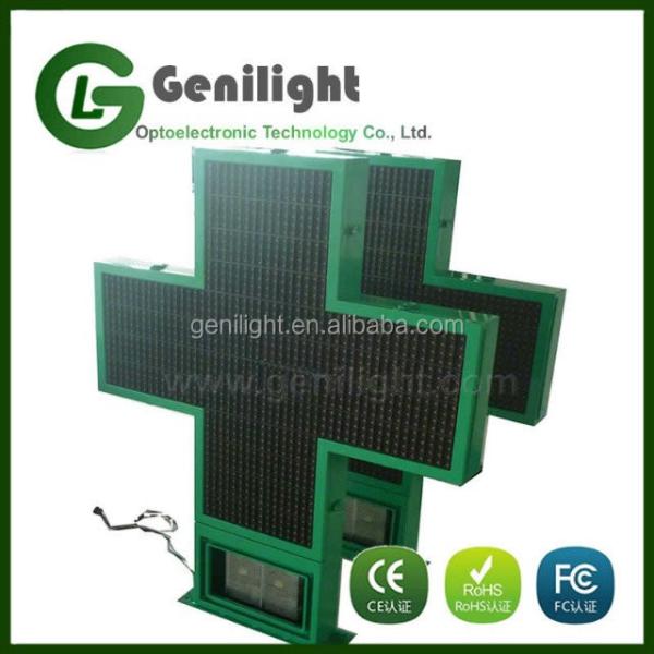 Graphics Display Function RGB Green LED PHARMACY CROSS for Customer Attraction