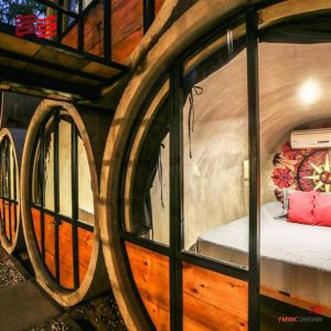 Creative transformation of cement pipes the culvert pipe room hotel stands out