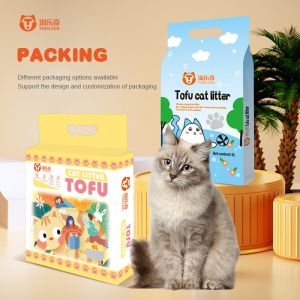 China Factory Bulk Compostable 100% Plant-Based Cat Litter Sand Tofu Low Dust Eco-Friendly Rapid Clumping Water-Soluble Soft Texture for Paws on sale
