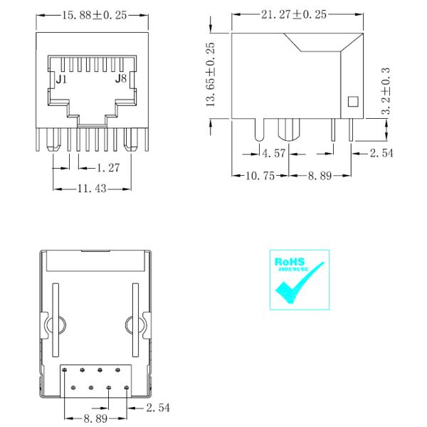 61500814221 Single Port Without Magnetics RJ45 Modules LPJEF191DNL
