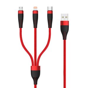 1-to-3 USB Cable Set Braided Aluminum Housing for iPhone/Android C-C20V3A 60W