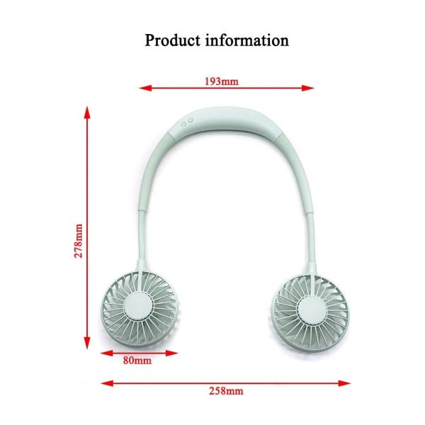 Rechargeable LED Light Hanging Neck USB Charging Mini Fan